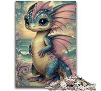 Puzzle 1000 pièces pour Adultes et Adolescents Baby Dragon Staycation Kill Time avec pièces entièrement emboîtables de Formes aléatoires 50x75cm