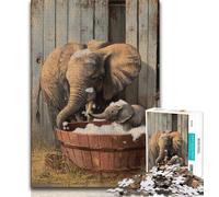 Puzzle 1000 pièces pour Adultes et Adolescents - Bain d'éléphants - 1000 pièces pour Adultes, Cadeau d'anniversaire, décoration Murale pour Les 14 Ans et Plus (Taille 38x26cm)