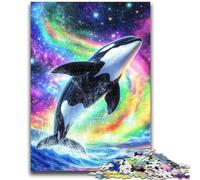 Puzzle 1000 pièces pour Adultes et Adolescents, Baleine Bleue Arc-en-Ciel Un défi à relever, mais Amusant et Humoristique Cadeau d'anniversaire, Cadeaux, décoration Murale 26x38cm