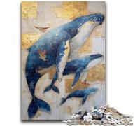 Puzzle 1000 pièces pour Adultes et Adolescents Baleine dorée 1000 pièces pour Adultes, Anti-Stress, défi Difficile, Cadeaux du Père Noël Secret (50x75cm)