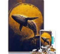 Puzzle 1000 pièces pour Adultes et Adolescents Baleine dorée, Jeu éducatif Familial avec pièces entièrement emboîtables de Formes aléatoires 75x50cm