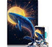 Puzzle 1000 pièces pour Adultes et Adolescents Baleine dorée,Jouets de Divertissement Familial,Chaque pièce est Unique - Jeu Familial Stimulant et Amusant adapté aux Enfants de 14 Ans et Plus 38x26cm