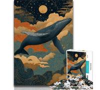 Puzzle 1000 pièces pour Adultes et Adolescents Baleine spirituelle, Anti-Stress, Vacances à la Maison, Passe-Temps, améliore l'amour Entre Couples (38x26cm)