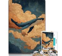 Puzzle 1000 pièces pour Adultes et Adolescents, Baleine spirituelle, Anti-Stress, Vacances à la Maison, avec Affiche et fiche de Questions-réponses Assorties (38x26cm)