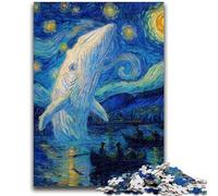 Puzzle 1000 pièces pour Adultes et Adolescents Baleines dans Le Ciel étoilé Jeu Stimulant Cadeaux pour Est idéal comme Cadeau pour Toute la Famille 26x38cm