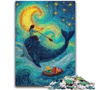 Puzzle 1000 pièces pour Adultes et Adolescents Baleines dans Le Ciel Nocturne pour Les 14 Ans et Plus Jeu Impossible Cadeau d'anniversaire de Noël 50x75cm