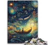 Puzzle 1000 pièces pour Adultes et Adolescents Baleines dans l'espace, Jouet éducatif et décompressant, idéal comme Cadeau, 26 x 38 cm