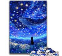 Puzzle 1000 pièces pour Adultes et Adolescents Baleines sous Le Ciel étoilé Soulage Le Stress Défi Difficile Idéal comme Cadeau pour Toute la Famille 50x75cm