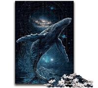 Puzzle 1000 pièces pour Adultes et Adolescents Baleines sous Le Ciel Nocturne, activité familiale, décoration d'intérieur Unique et Cadeaux pour Les 14 Ans et Plus, 50x75cm