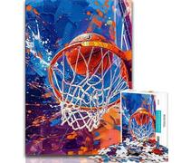 Puzzle 1000 pièces pour Adultes et Adolescents Basket-Ball coloré Puzzle 1000 pièces Anti-Stress défi Difficile Cadeaux du Père Noël Secret 38x26cm