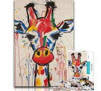 Puzzle 1000 pièces pour Adultes et Adolescents Basquiat Girafe, Aide Le Cerveau à exercer des Jouets addictifs pour cultiver la Patience Décoration Parfaite 50x75cm