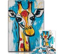Puzzle 1000 pièces pour Adultes et Adolescents Basquiat Girafe, Jeu Stimulant, Jouets, décoration Murale, Cadeaux d'anniversaire et de Noël Uniques (38x26cm)