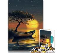 Puzzle 1000 pièces pour Adultes et Adolescents, Bateau au Coucher du Soleil, Aide Le Cerveau à exercer des Jouets addictifs pour cultiver la Patience, décoration Murale (75x50cm)