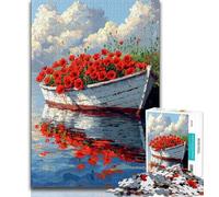 Puzzle 1000 pièces pour Adultes et Adolescents Bateau Coquelicot avec Affiche et fiche de Questions-réponses (à partir de 14 Ans) (26x38cm)
