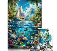 Puzzle 1000 pièces pour Adultes et Adolescents, Bateau naviguant sur l'océan, Jouets éducatifs et éducatifs pour la Famille, pour renforcer l'amour Entre Couples (75x50cm)