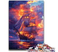 Puzzle 1000 pièces pour Adultes et Adolescents, Bateau Pirate, Jouets éducatifs, Anti-Stress, idéal pour la décoration de Bureau, 38x26cm