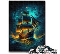 Puzzle 1000 pièces pour Adultes et Adolescents Bateau Pirate pour Les 14 Ans et Plus Jeu Impossible Cadeau d'anniversaire de Noël 26x38cm
