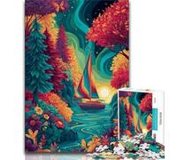 Puzzle 1000 pièces pour Adultes et Adolescents Bateau psychédélique 1000 pièces pour Adultes, Cadeau d'anniversaire, décoration Murale pour Les 14 Ans et Plus (Taille 38x26cm)