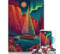 Puzzle 1000 pièces pour Adultes et Adolescents Bateau psychédélique 1000 pièces pour Adultes, Jeux éducatifs, décoration d'intérieur, Convient pour la décoration de Bureau (Taille 75x50cm)