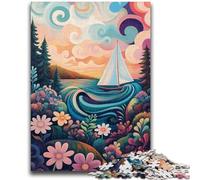 Puzzle 1000 pièces pour Adultes et Adolescents Bateau psychédélique Anti-Stress Défi Difficile Chaque pièce est Unique - Jeu Familial Amusant et Stimulant 38x26cm