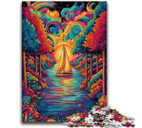 Puzzle 1000 pièces pour Adultes et Adolescents, Bateau psychédélique, Divertissement Familial, Jouets éducatifs pour Anniversaire et Noël, à partir de 14 Ans, 26x38cm
