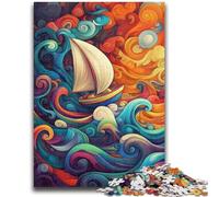 Puzzle 1000 pièces pour Adultes et Adolescents, Bateau psychédélique, Jouet éducatif Anti-Stress, Cadeau du Père Noël Secret pour Les 14 Ans, 26x38cm