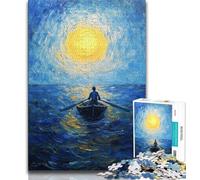 Puzzle 1000 pièces pour Adultes et Adolescents Bateau sous Le Ciel Nocturne, Jeu éducatif, défi, idée Cadeau pour Les Enfants de 14 Ans et Plus, 38x26cm
