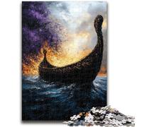 Puzzle 1000 pièces pour Adultes et Adolescents, Bateau Viking Drakkar, Jouets éducatifs, Jeux en Famille, Cadeaux pour Amis et Famille (38x26cm)
