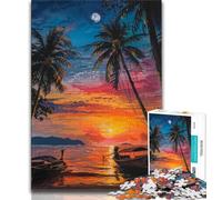 Puzzle 1000 pièces pour Adultes et Adolescents Bateaux sur la côte Puzzles de Peinture à l'huile pour Adolescents Casse-tête - Cadeau d'anniversaire pour Homme 26x38cm