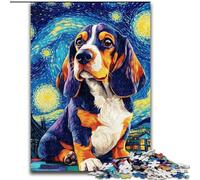 Puzzle 1000 pièces pour Adultes et Adolescents Beagle sous Le Ciel Nocturne, Jeu Familial Anti-Stress, défi Difficile, renforce l'amour Entre Couples (Taille 26x38cm)