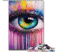 Puzzle 1000 pièces pour Adultes et Adolescents Beaux Yeux avec Peinture colorée, Jouets éducatifs, Jeux Anti-Stress, renforce l'amour Entre Couples (Taille 26x38cm)