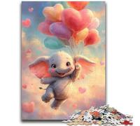 Puzzle 1000 pièces pour Adultes et Adolescents Bébé éléphant Montgolfière pour Les 14 Ans et Plus Jeux de Famille Jeu de Noël Cadeaux pour Femmes 50x75cm