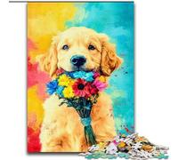 Puzzle 1000 pièces pour Adultes et Adolescents, bébé Golden Retriever, activité Amusante pour la Maison, Jouets pour Les Jours de Pluie, Cadeaux d'anniversaire (Taille 50x75cm)