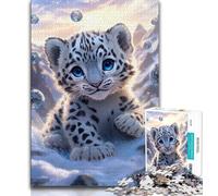 Puzzle 1000 pièces pour Adultes et Adolescents, bébé léopard des neiges, Art au Fusain, pour Une Escapade relaxante, idéal pour la décoration de la Maison (38x26cm)