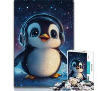 Puzzle 1000 pièces pour Adultes et Adolescents Bébé Pingouin, Art au Fusain Staycation Kill Time pour la décoration de la Maison (75x50cm)