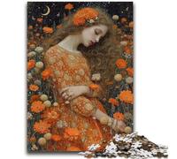 Puzzle 1000 pièces pour Adultes et Adolescents Belle Fille avec des Fleurs Jeu Stimulant et Jeu en Famille Une œuvre d'art pour Les 14 Ans 50x75cm