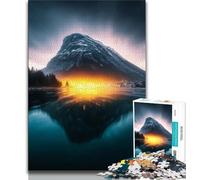 Puzzle 1000 pièces pour Adultes et Adolescents, Belles Montagnes et Lacs, Art au Fusain, pour Une Escapade relaxante et relaxante, décoration d'intérieur (38x26cm)