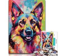 Puzzle 1000 pièces pour Adultes et Adolescents Berger Allemand Souriant 1000 pièces pour Adultes, Cadeaux du Père Noël Secret pour Les 14 Ans et Plus (Taille 75x50cm)