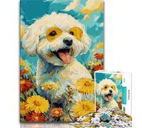 Puzzle 1000 pièces pour Adultes et Adolescents Bichon Frise, Jeu éducatif Familial avec pièces de Formes aléatoires entièrement emboîtables (38x26cm)