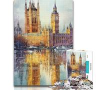 Puzzle 1000 pièces pour Adultes et Adolescents Big Ben, Londres Puzzle 1000 pièces, avec Affiche Assortie et fiche de Questions pour Les 14 Ans et Plus 50x75cm