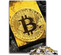 Puzzle 1000 pièces pour Adultes et Adolescents Bitcoin doré pour Jeu éducatif, défi, Jouet, Offre à Offrir en Cadeau pour Toute la Famille 26x38cm