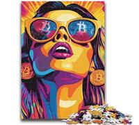 Puzzle 1000 pièces pour Adultes et Adolescents Bitcoin Girl Jeux éducatifs Décoration de la Maison Jeu éducatif pour Anniversaire, Noël 50x75cm