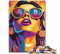 Puzzle 1000 pièces pour Adultes et Adolescents Bitcoin Girl pour Les 14 Ans et Plus Jeu Impossible Cadeau d'anniversaire de Noël 26x38cm