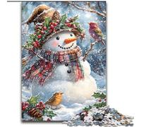 Puzzle 1000 pièces pour Adultes et Adolescents Bonhomme de Neige de Noël, à partir de 14 Ans Décoration d'intérieur à Offrir à Toute la Famille et aux Amis (Taille 26x38cm)
