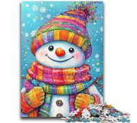 Puzzle 1000 pièces pour Adultes et Adolescents Bonhomme de Neige de Noël pour Jeu éducatif Défi Jouet Offrez des Cadeaux pour Toute la Famille 26x38cm