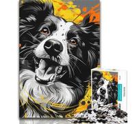 Puzzle 1000 pièces pour Adultes et Adolescents, Border Collie Aquarelle, Jeux Amusants en Famille, activités à la Maison, Cadeau d'anniversaire, Cadeaux de Voyage (38x26cm)