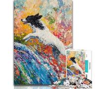 Puzzle 1000 pièces pour Adultes et Adolescents Border Collie Courant 1000 pièces pour Adolescents, Jeu Familial éducatif adapté à la décoration de Bureau (Taille 75x50cm)