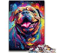 Puzzle 1000 pièces pour Adultes et Adolescents, Bouledogue coloré et psychédélique, à partir de 14 Ans Difficile à réaliser, mais Amusant et Humoristique Superbes Cadeaux et Jouets 50x75cm