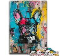 Puzzle 1000 pièces pour Adultes et Adolescents, Bouledogue français, Graffiti, Divertissement Familial, Jouets éducatifs, pour Anniversaire et Noël, à partir de 14 Ans, 26x38cm