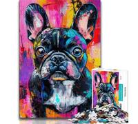 Puzzle 1000 pièces pour Adultes et Adolescents, Bouledogue français, Peinture à l'huile, Puzzle Adulte, liste de souhaits avec Père Noël, pour Les Enfants de 14 Ans et Plus (Taille 38x26cm)